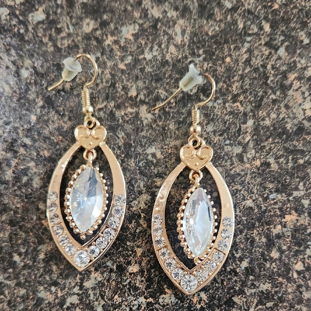 Elegant Gold and Silver Crystal Earrings